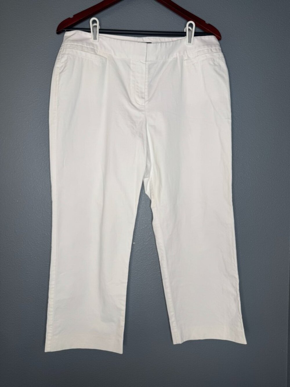 Lafayette 148 New York White Crop Ankle Pants Cotton Stretch Women's Size 12